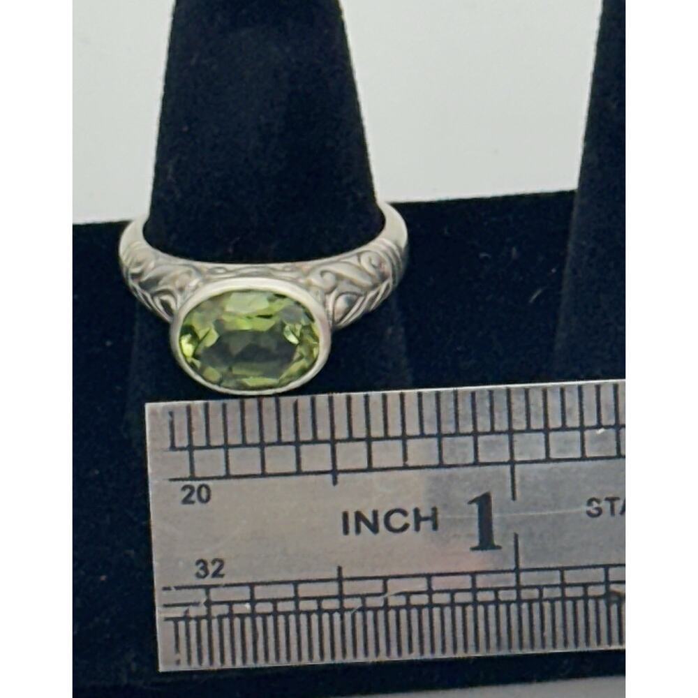 Sterling Silver 925 Green Peridot Statement Ring Size 7